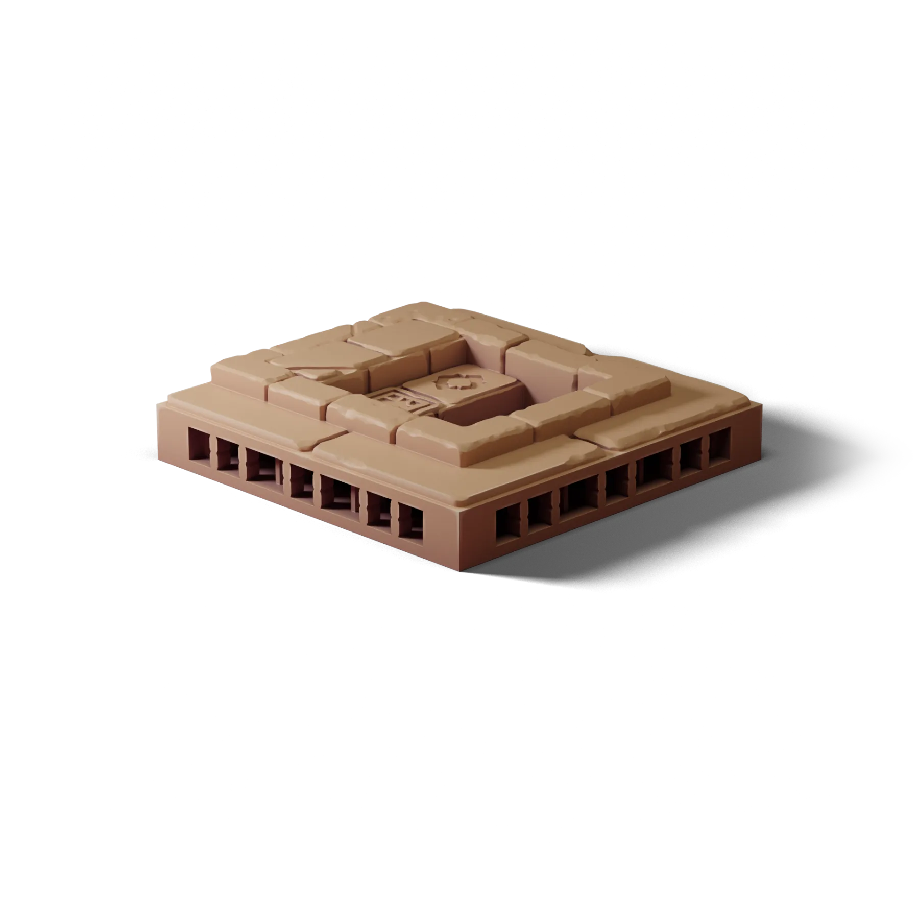Floor 2×2 Stairs D — Floor 2×2 Stairs D — clean clay render