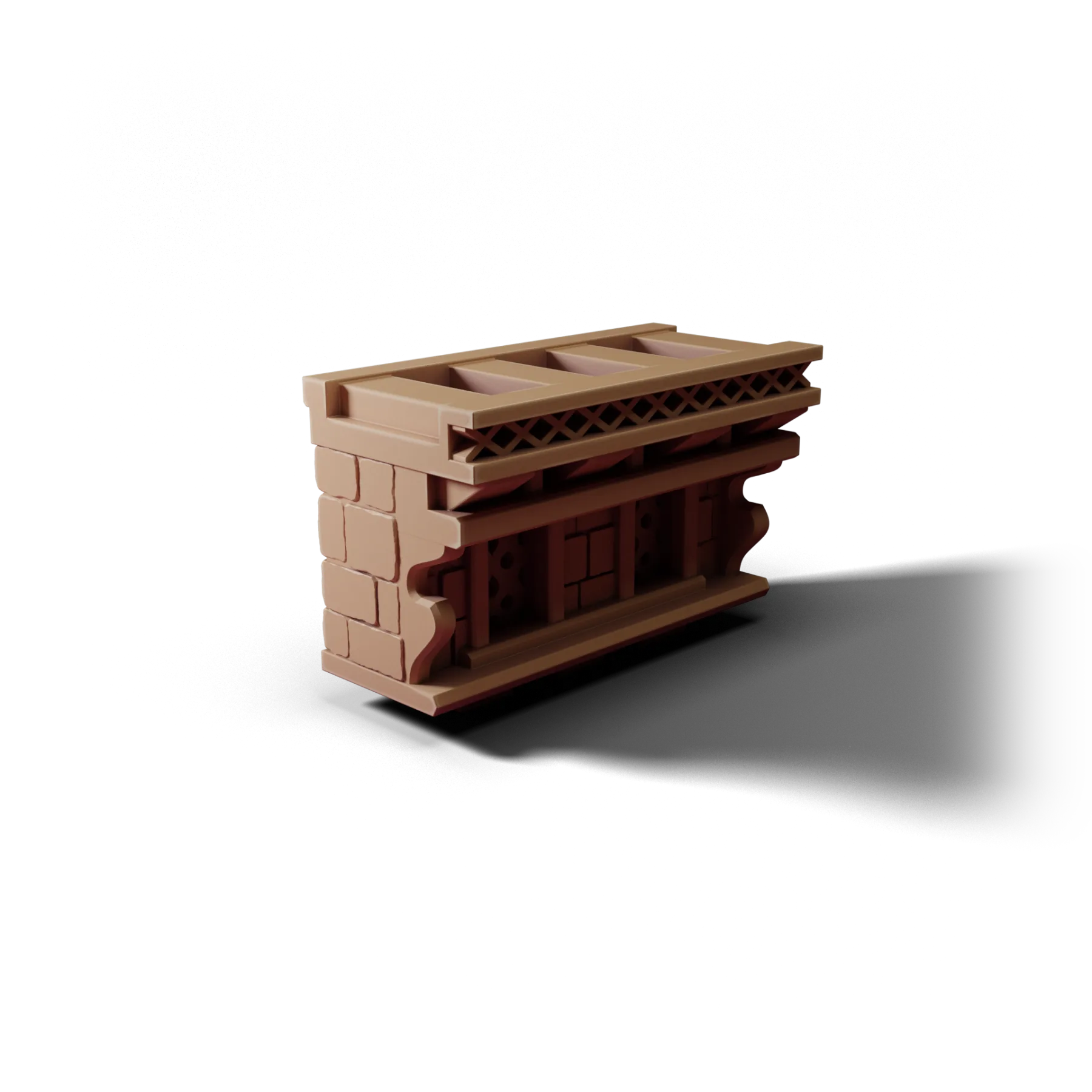 Wall Top 2×1 A — Wall Top 2×1 A — clean clay render