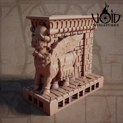 Corner 2x1 Lamassu scenery render — The Deadstones of Uhrk
