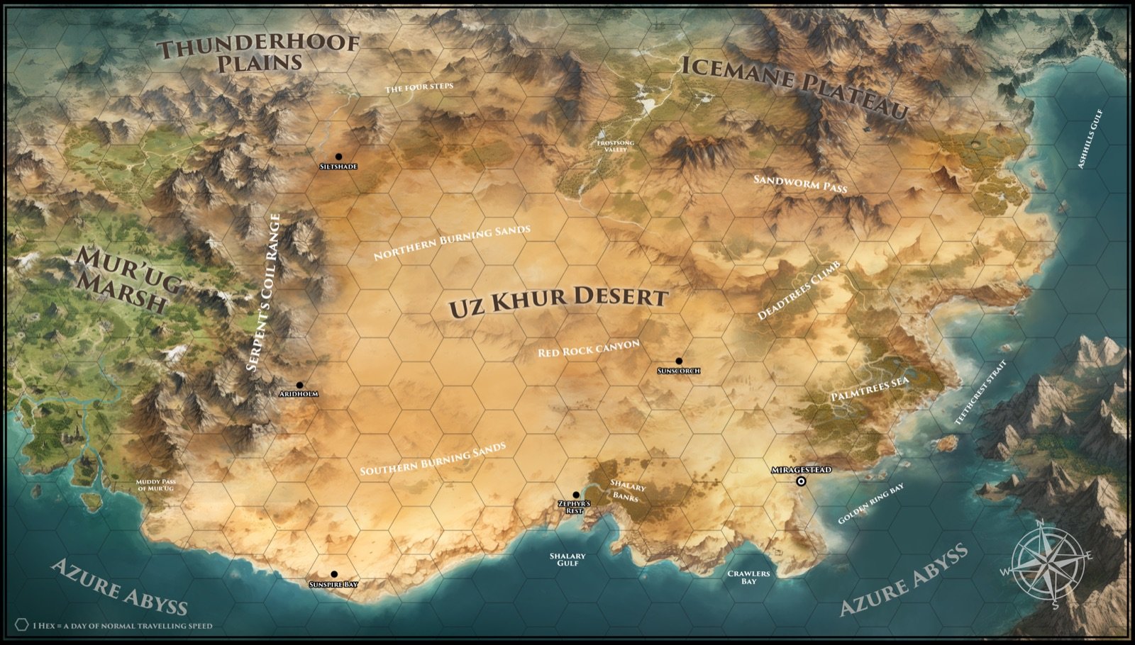 Map of the Uz Khur Desert and the Burning Sands
